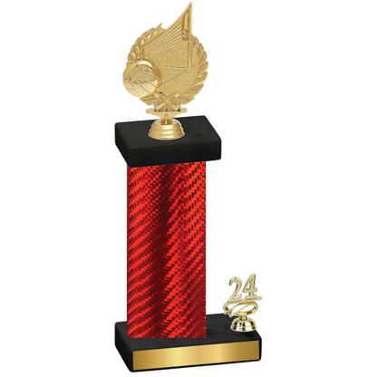 Accented Single Red Carbon Fiber Year Volleyball Trophy