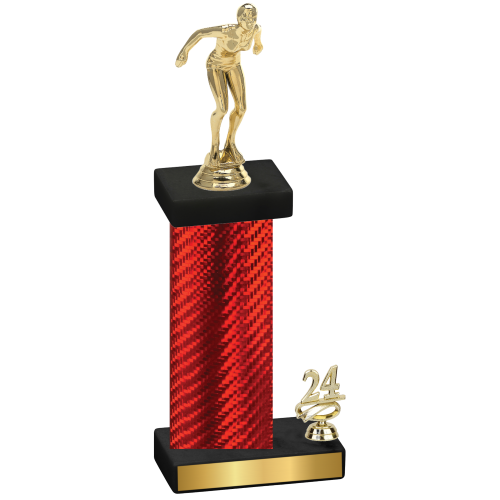 Accented Single Red Carbon Fiber Year Tennis Trophy