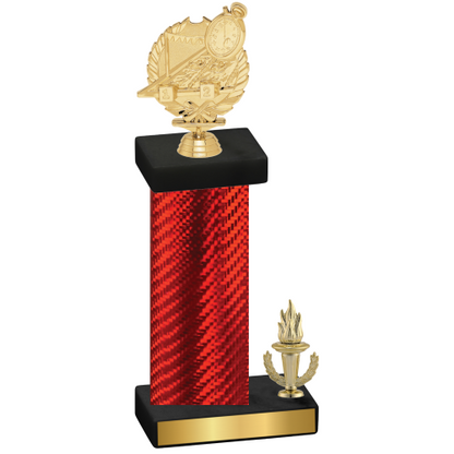 Accented Single Red Carbon Fiber Victory Swimming Trophy