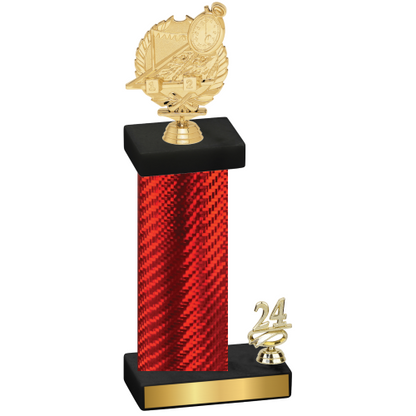 Accented Single Red Carbon Fiber Year Swimming Trophy