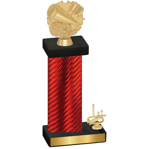 Accented Single Red Carbon Fiber First Place Cheerleading Trophy