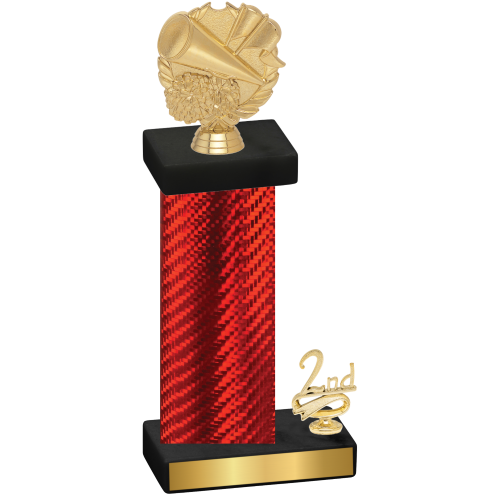 Accented Single Red Carbon Fiber Second Place Cheerleading Trophy