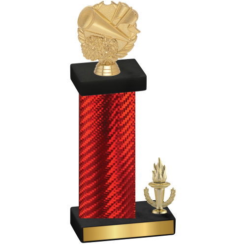 Accented Single Red Carbon Fiber Victory Cheerleading Trophy