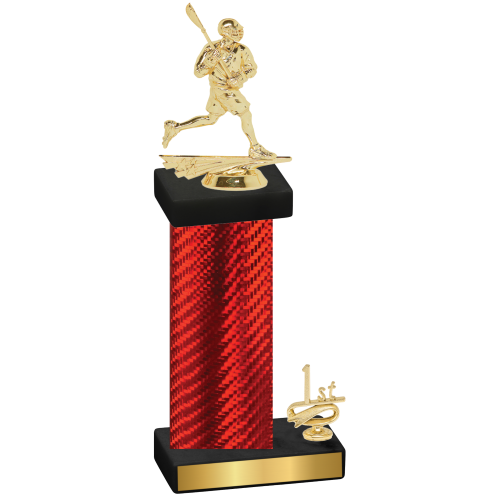 Accented Single Red Carbon Fiber First Place Lacrosse Trophy