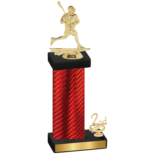 Accented Single Red Carbon Fiber Second Place Lacrosse Trophy