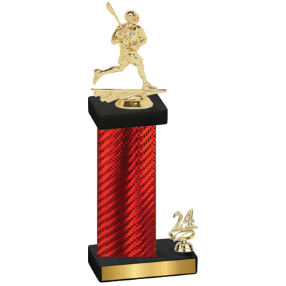 Accented Single Red Carbon Fiber Year Lacrosse Trophy