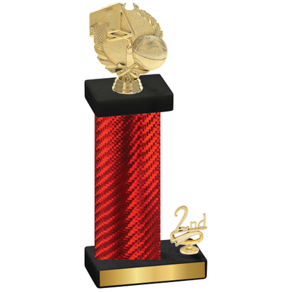 Accented Single Red Carbon Fiber Second Place Basketball Trophy