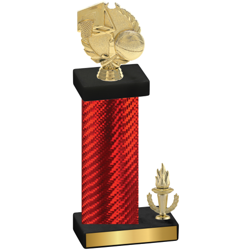 Accented Single Red Carbon Fiber Victory Basketball Trophy