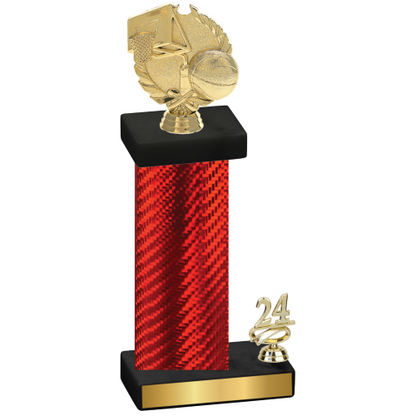 Accented Single Red Carbon Fiber Year Basketball Trophy