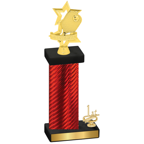 Accented Single Red Carbon Fiber First Place Pickleball Trophy