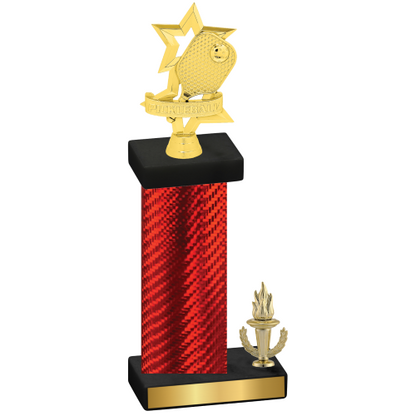 Accented Single Red Carbon Fiber Victory Pickleball Trophy