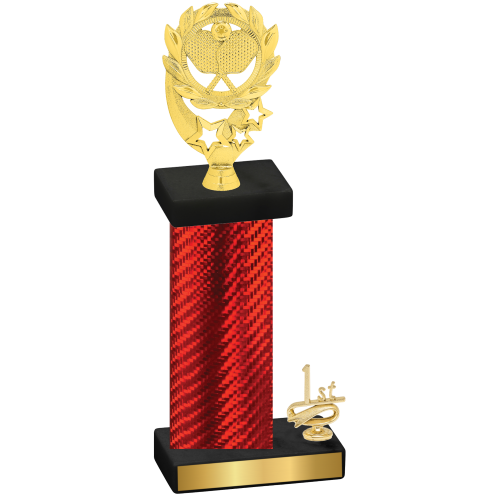 Accented Single Red Carbon Fiber First Place Pickleball Trophy