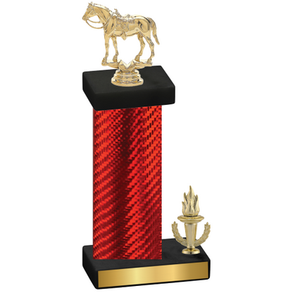 Accented Single Red Carbon Fiber Victory Horses Trophy