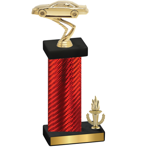 Accented Single Red Carbon Fiber Victory Cars Trophy