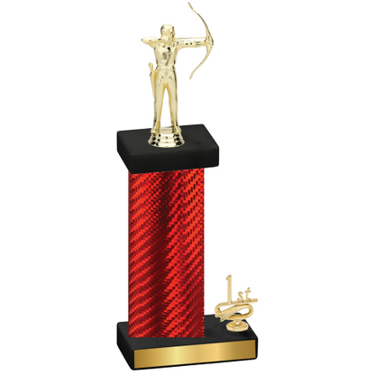 Accented Single Red Carbon Fiber First Place Archery Trophy