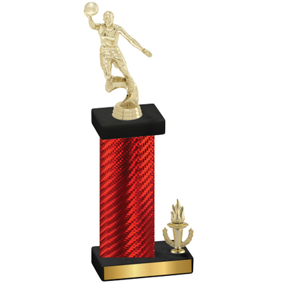 Accented Single Red Carbon Fiber Victory Basketball Trophy