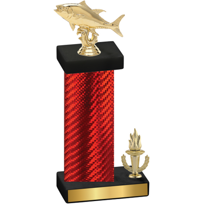 Accented Single Red Carbon Fiber Victory Fishing Trophy