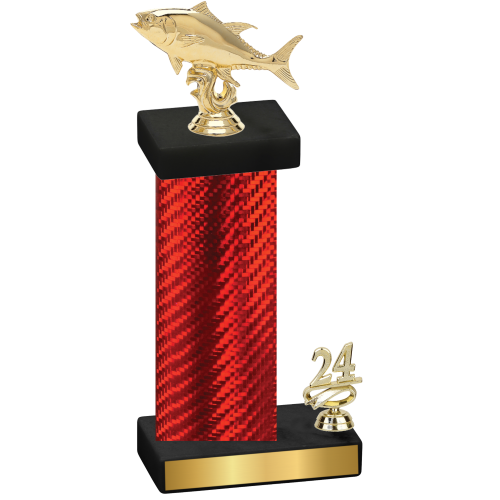 Accented Single Red Carbon Fiber Year Fishing Trophy