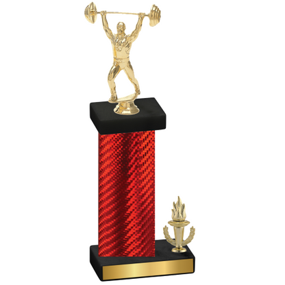 Accented Single Red Carbon Fiber Victory Weights Trophy