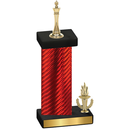 Accented Single Red Carbon Fiber Victory Chess Trophy