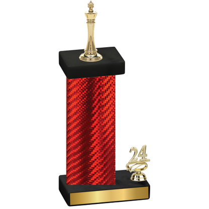 Accented Single Red Carbon Fiber Year Chess Trophy