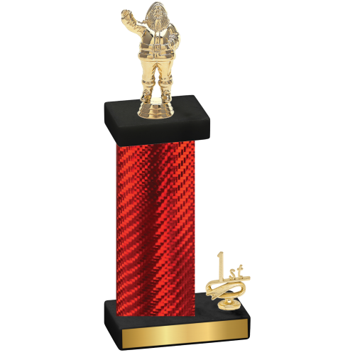 Accented Single Red Carbon Fiber First Place Holiday Trophy