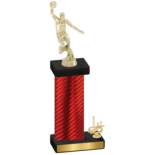 Accented Single Red Carbon Fiber First Place Basketball Trophy