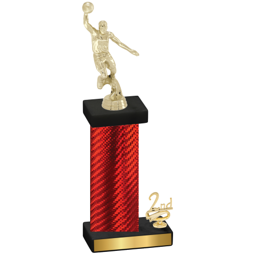 Accented Single Red Carbon Fiber Second Place Basketball Trophy