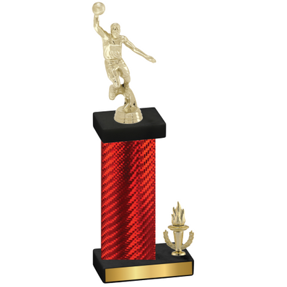 Accented Single Red Carbon Fiber Victory Basketball Trophy