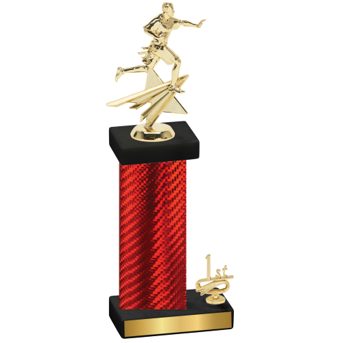 Accented Single Red Carbon Fiber First Place Flag Football Trophy