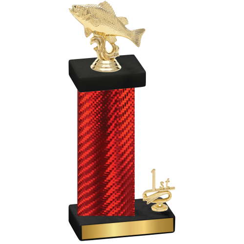 Accented Single Red Carbon Fiber First Place Fishing Trophy