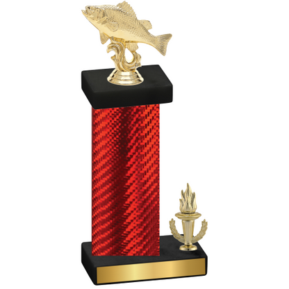 Accented Single Red Carbon Fiber Victory Fishing Trophy