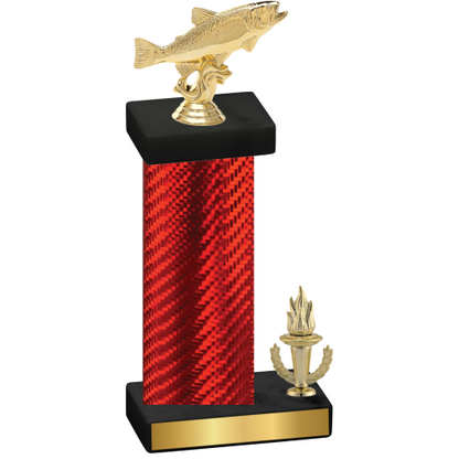 Accented Single Red Carbon Fiber Victory Fishing Trophy