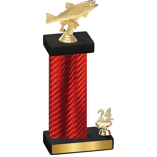 Accented Single Red Carbon Fiber Year Fishing Trophy