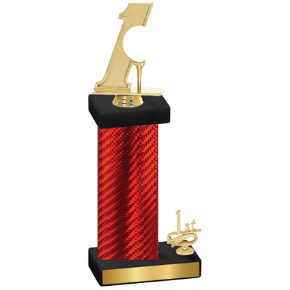 Accented Single Red Carbon Fiber First Place Golf Trophy