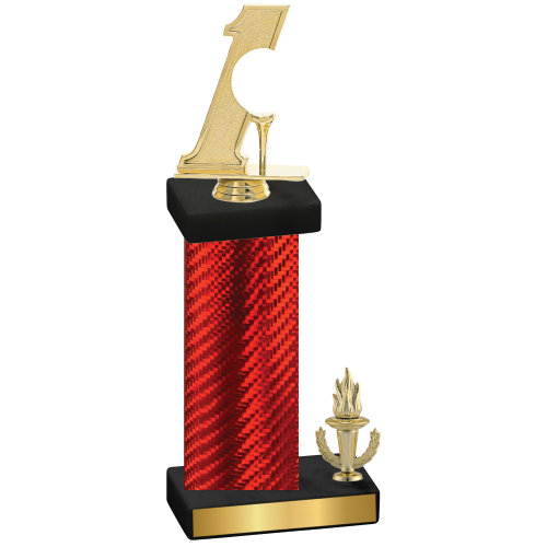 Accented Single Red Carbon Fiber Victory Golf Trophy