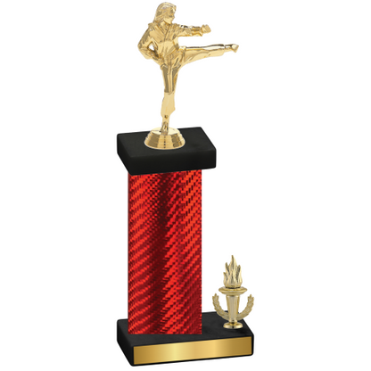 Accented Single Red Carbon Fiber Victory Karate Trophy