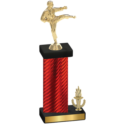 Accented Single Red Carbon Fiber Victory Karate Trophy