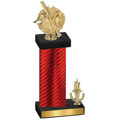 Accented Single Red Carbon Fiber Victory Baseball Trophy