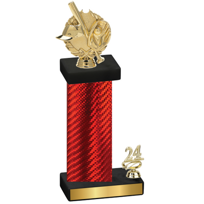 Accented Single Red Carbon Fiber Year Baseball Trophy