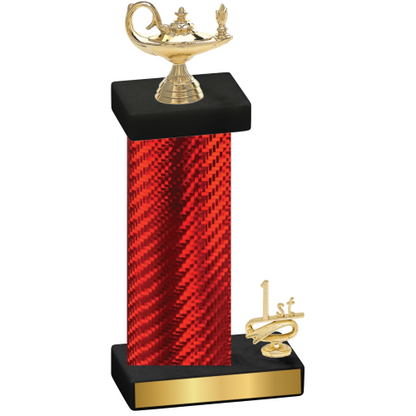 Accented Single Red Carbon Fiber First Place Academics Trophy