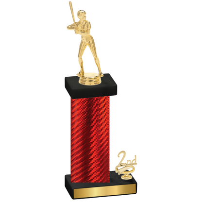 Accented Single Red Carbon Fiber Second Place Softball Trophy
