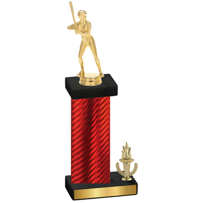 Accented Single Red Carbon Fiber Victory Softball Trophy