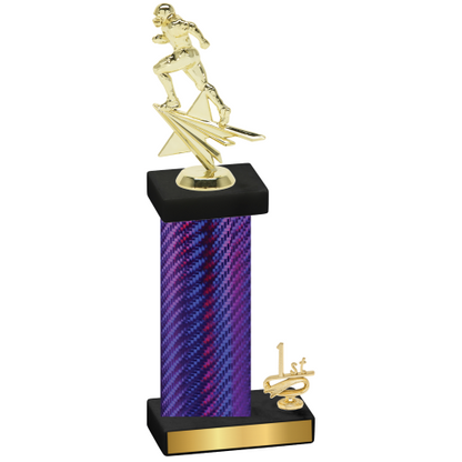 Accented Single Purple Carbon Fiber First Place Football Trophy