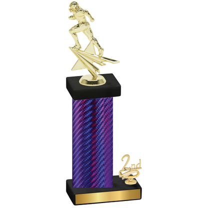 Accented Single Purple Carbon Fiber Second Place Football Trophy