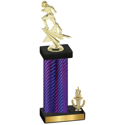 Accented Single Purple Carbon Fiber Victory Football Trophy