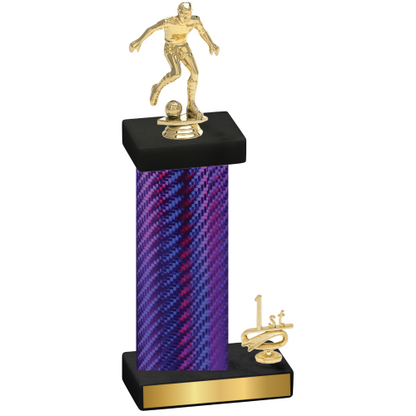 Accented Single Purple Carbon Fiber First Place Soccer Trophy