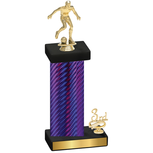 Accented Single Purple Carbon Fiber Third Place Soccer Trophy