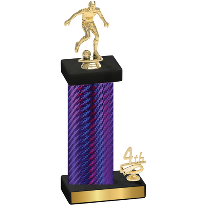 Accented Single Purple Carbon Fiber Fourth Place Soccer Trophy