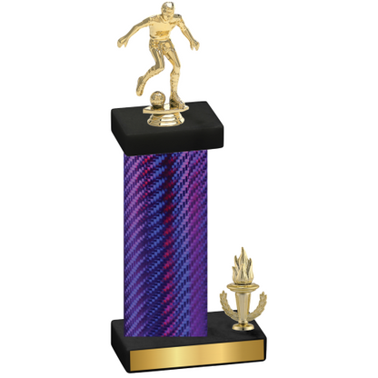 Accented Single Purple Carbon Fiber Victory Soccer Trophy